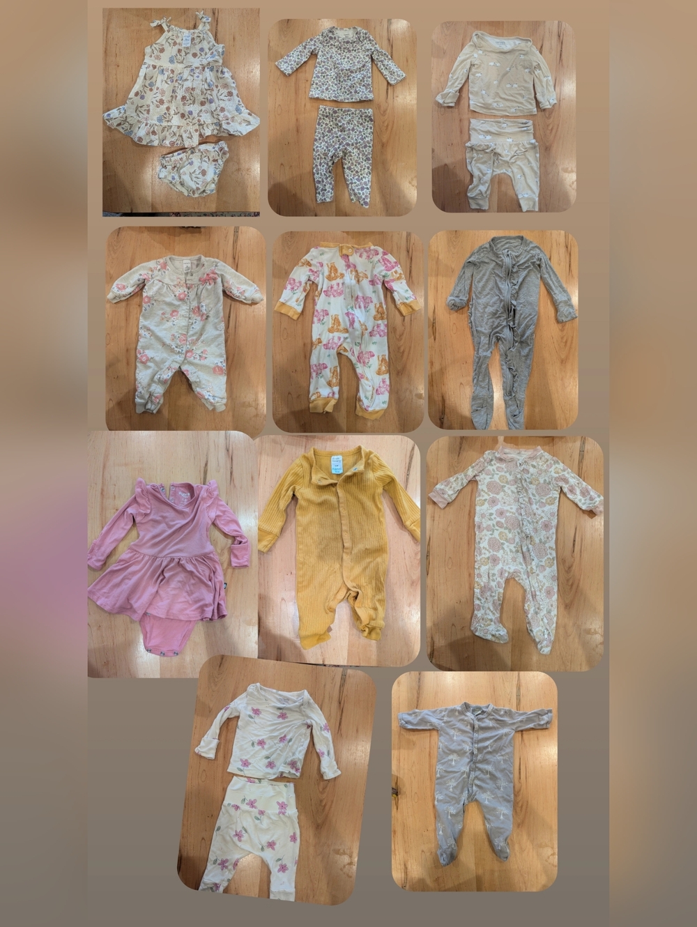3/3-6 Month Old Bundle - Pink, Yellow, Cream, Gray, Floral